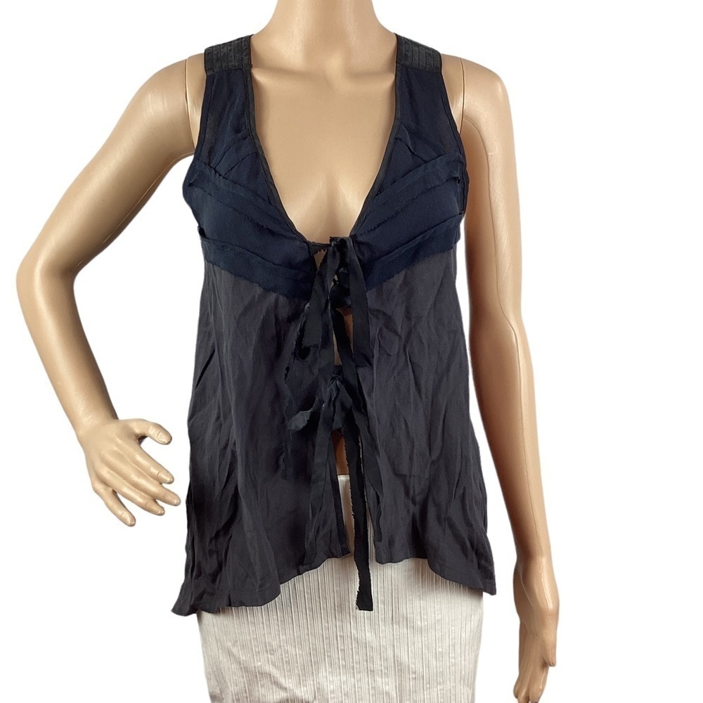 Line & Dot Silk Top Size S Black Sleeveless